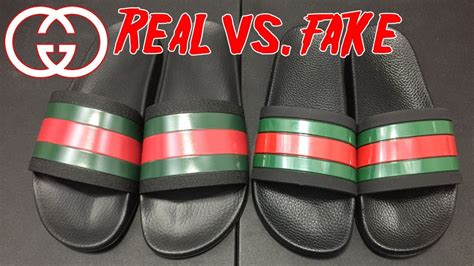 difference between real and fake white gucci slides|gucci knockoff slides for men.